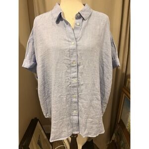 Baird McNutt Irish Linen‎ For J Crew Women's Blue Button Up Shirt NWT Xl